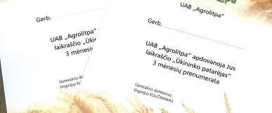UAB „Agrolitpa“ skiria „Ūkininko patarėjas“ prenumeratas